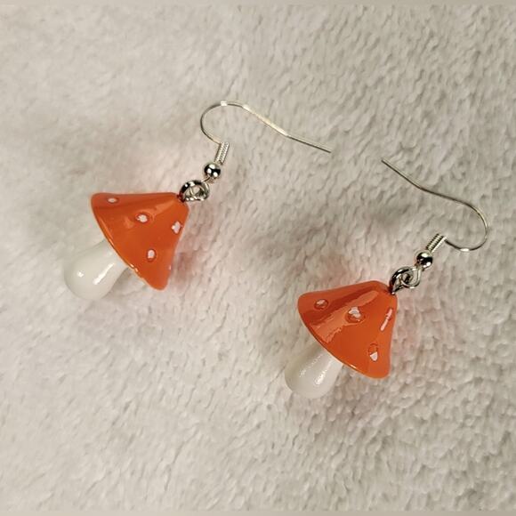 Fun Mushroom Dangle Earrings – Handmade Boho Statement - Picture 3 of 5